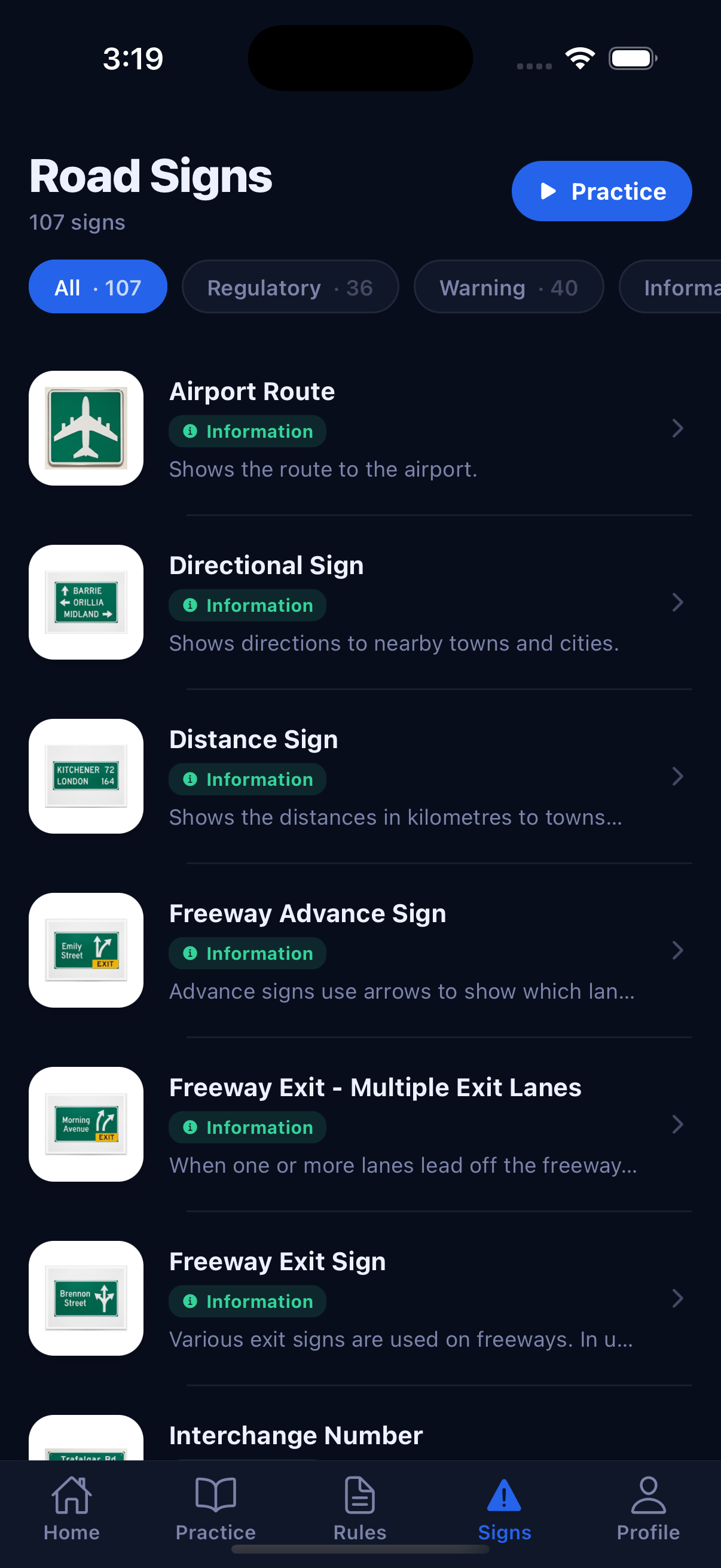 Road signs screenshot